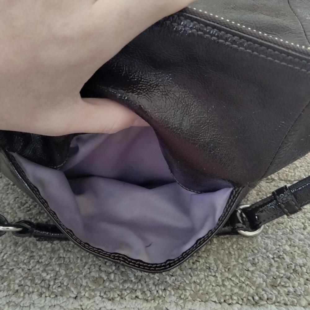 Coach Soho Large Hobo 12687 Deep Plum Purple Patent Leather Shoulder Bag Y2K - Picture 8 of 9